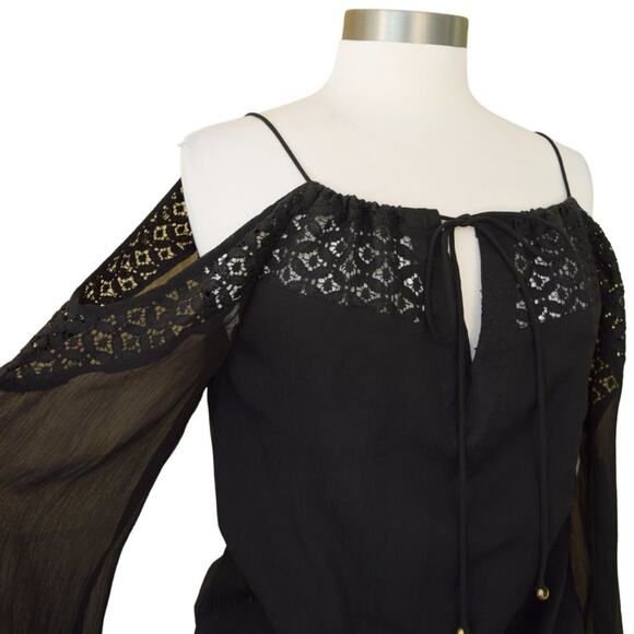 New Revolve CHLOE OLIVER Milano Black Cold Shoulder Mini Dress Blouson - Picture 5 of 8